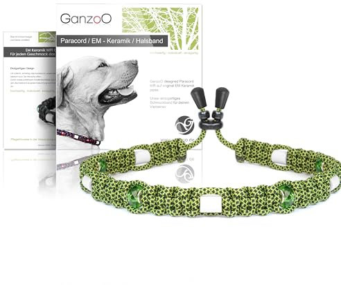 Ganzoo EM Keramik Hunde-Halsband/Paracord 550 Mit Zier-Perlen und Tubes/Pipes/Größe L 52-64 cm/Dog Collar/Verstellbar Mit Kordelstopper/Farbe Diamant Schlange