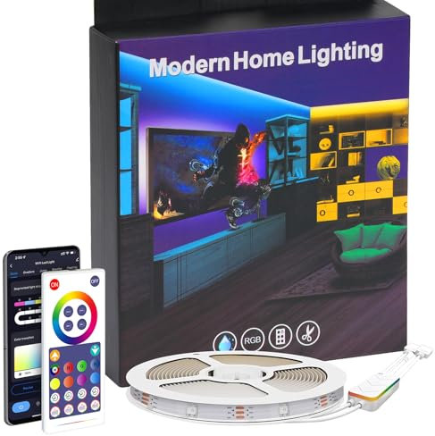 Adamyee LED Strip,RGBIC TV LED Streifen 4m,Led Lichterkette mit mit Bluetooth & WLAN Steuerung Fernbedienung & APP Control,Musiksync/Timer Setting/Dimmbar Farbwechsel, für TV Party