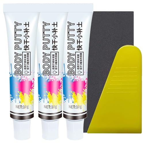 3PCS Car Body Filler Repair Kit: Includes Car Paint Scratch Filler Putty, Car Dent Filler Putty, and Quick Dry Automotive Paint Chip Repair Filler Kits for deep scratches, peeling paint