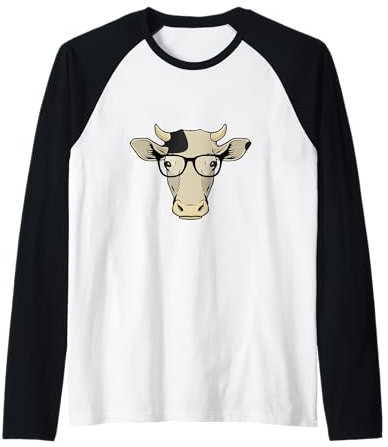 Lustige Hipster Kuh In Brille Vieh Auge Brille Geschenk Raglan