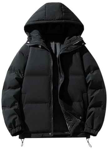 DUHENWU Quilted Jacket For Women UK Hooded Puffer Down Coat Quilted Padded Coat Hoodie Top Plain Short Coat Down Puffer Coats Ladies Lightweight Waterproof Jacket Black