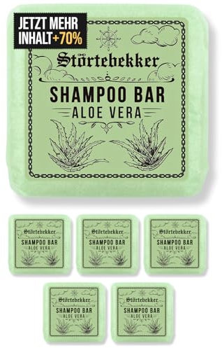 Störtebekker® Premium Shampoo Bar Aloe Vera (6x) - Festes Shampoo Herren & Damen - 3in1 Duschseife Männer für Haare, Kopfhaut & Bart - Feuchtigkeitsshampoo - vegan, handgefertigt - 6x100g