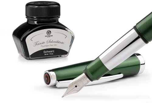 Octopus Füllhalter Set Cleo Skribent Colour schwarz, Patronen-Füllhalter und 30 ml Tinte Schwarz