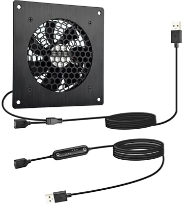 euroharry Ventilador silencioso USB de 120 mm, 6 velocidades de viento y controlador de sincronización inteligente, motor resistente a la humedad (IPX5) resistente al polvo, compatible con amplio