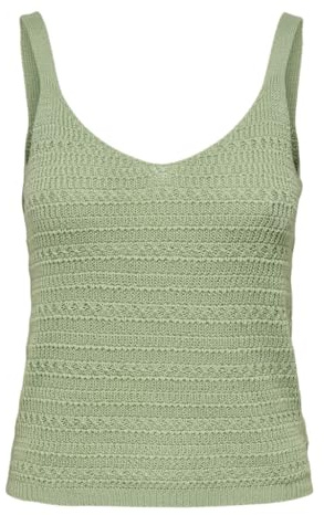 JACQUELINE de YONG Damen Stricktop JDYTROPICA S/L V-Neck TOP KNT (DE/NL/SE/PL, Alphanumerisch, L, Regular, Regular, Smoke Green)