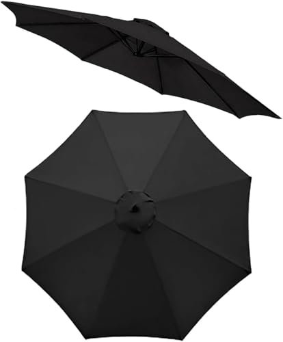 ELYSYSRL Auvent de Remplacement pour Parasol de Terrasse de 2/2.5/3.0/3.5m, 6 Baleines/8 Baleines Toile De Parasol Déporté Housse de Rechange(Noir,2M/6 Arms)
