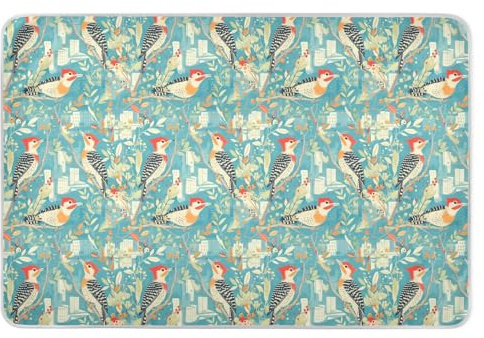 Wickelunterlage, Regenbogen, Rot, Specht, Vögel, extra groß, wiederverwendbar, wasserabweisend, Bettnässer, rutschfeste Reisematratze für Säuglinge, Kleinkinder, 132,1 cm L x 86,4 cm B