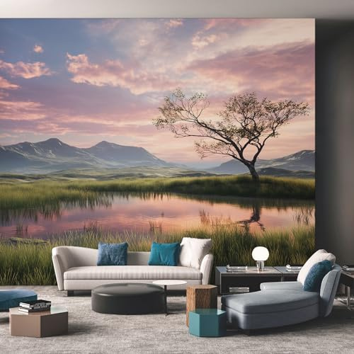 Générique Papier Peint Panoramique Paysage, Papier Peint Nature Montagne Fond pour Chambre Wallpaper, Fresque Murale pour Salon Salle Deco Murale, 350x256cm D&O13