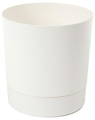 Bac À Plantes avec Soucoupe Intégrée, Largeur 17,5 cm – 2,5L – Pot De Fleur Crème pour Intérieur & Extérieur – Résistant Aux Intempéries & Facile À Entretenir