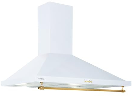 Klarstein Kitchen Cooker Hood, Chimney Cooker Hoods 90cm, Wall Mount Extractor Fan for Kitchens w/LED Lights, Cooker Hood Grease Filters, 591.5m³/h Airflow Cooker Hoods, Steel Extractor Fan Hood