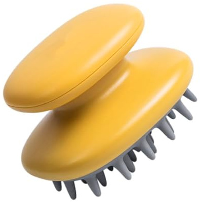 ORFOFE Handlicher Silikonbasierter Shampoo massagekamm für Tiefenreinigung und Kopfhautmassage Tragbar Gelb Pflegt Haarwurzeln Reinigt Sanft Schmutz für Zuhause und Unterwegs