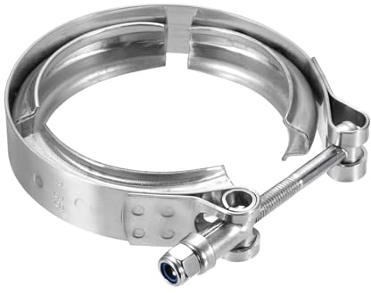 sourcing map V Band Clamp 2.4 Inch 304 Stainless Steel V-Band Bolt Clamp for Exhaust Systems Downpipe Exchange Car Accessories, Silver