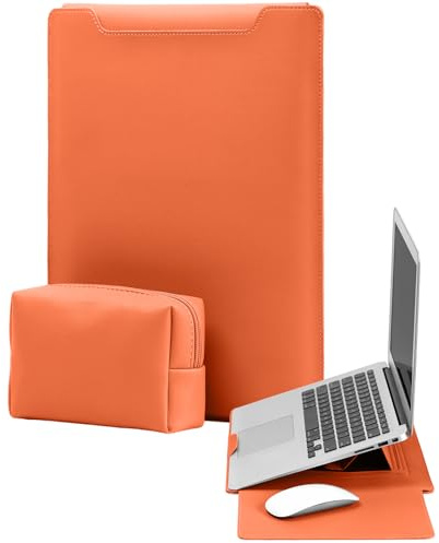 YealRed Laptop Hülle für 13–14 Zoll mit Ständer (Orange) | Schlanke Laptoptasche für Mac Neo 13 2026, Mac Air 13 (2026-2018),Mac Pro 13-14 (2026-2020), Mit Ladegerät Tasche