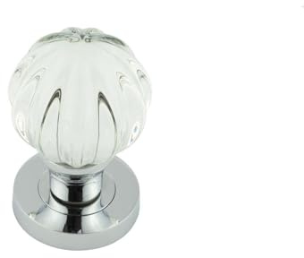Ironmongery Solutions® Pumpkin Glass Mortice Door Knob Set Traditional Interior Door Furniture Fixings Included (Polished Chrome)