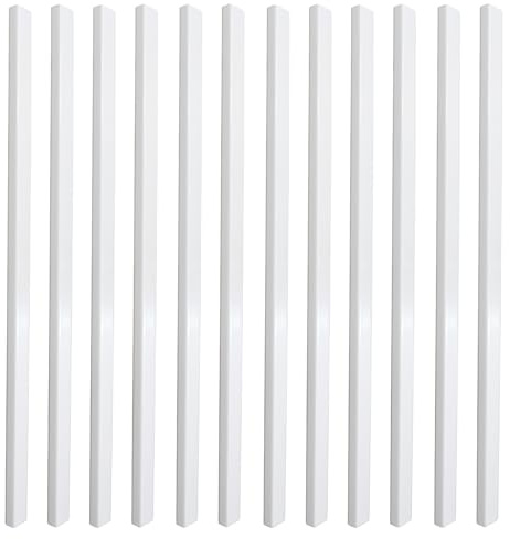 12 Pieces 7/8 x 1-1/2 PVC Picket Pack White Vinyl Picket Fence Parts for Outdoor Backyard Garden (36)