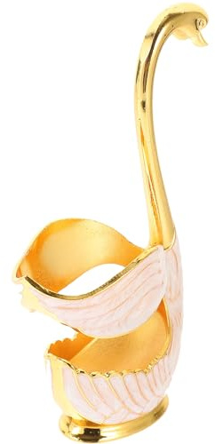 CALLARON Golden Swan Dessert Serving Spoon Holder with Compact Design and Easy to Clean Metal Base for Afternoon Tea Parties and Kitchen Utensils