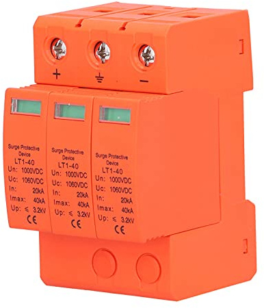BAFOVY Dispositivo de Protección contra Sobretensiones, Protector contra Sobretensiones Fotovoltaico 3P DC1000V 40kA con Módulo Enchufable Montaje en Riel de Ventana Visual para Sistemas de Energía