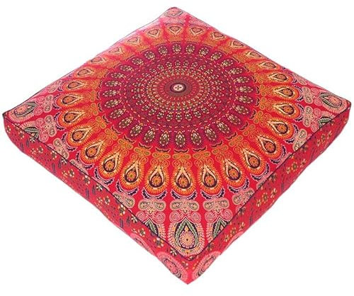 Eyes of India - 35 Zoll großes übergroßes Mandala-Quadratisches Bodenkissenbezug, Sitzsack, Meditation, Sitzkissen, Hippie voller Farben, dekorativ, Boho, Boho, indisch, Hundebett
