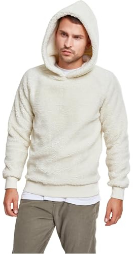 Urban Classics Men's Sherpa Hoodie Hooded Sweatshirt, Off-White, M