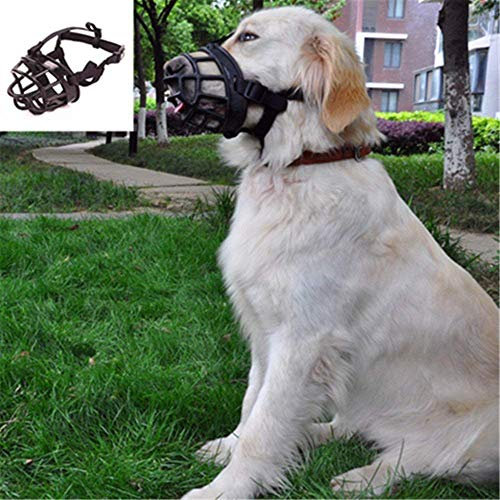 Anti-Kauen Beißen Barking, weicher Verstellbarer atmungsaktiv, Sicherheit Maske für kleine mittlere Große Hunde Mund Abdeckung (Schwarz, 5#(34-37cm))