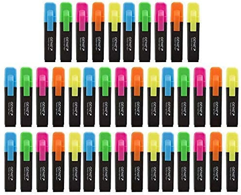 40x GENIE Textmarker 5 Farben Neon Marker Set Highlighter Stifte Leuchtmarker