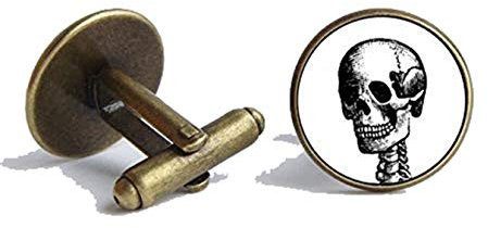 Bloody devil Manschettenknöpfe, Totenkopf-Manschettenknöpfe, Vintage-Stil, Totenkopf-Schmuck, menschlicher Totenkopf, Herren-Schmuck, Anatomie-Manschettenknöpfe, Geschenk für Lehrer, Geschenk der