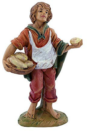 Weihnachtskrippenfiguren, 12,7 cm, Brotbäcker, traditionelle Krippenfiguren mit neuen Händlern, ideal für Sammler, handbemalt und hergestellt in Italien
