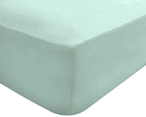 Sleepdown Fitted Sheet Polycotton Easy Care Non-Iron Super Soft 12.5 Inch 32cm Extra Deep Pocket Bedsheet Bed Linen - Super King - Duck Egg, 5056242764731