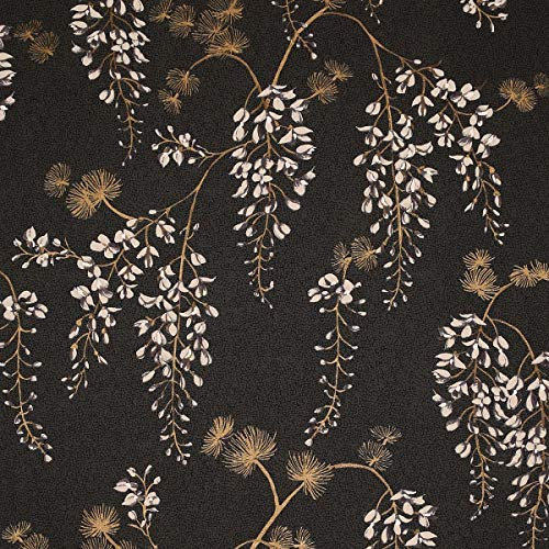 Arthouse Wisteria Floral Black/Gold Wallpaper