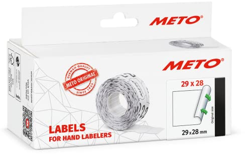 Meto Etiketten für Handauszeichner (29 x 28 mm, 3-zeilig, 3.500 Stück, weiß, wiederablösbar, für METO, Contact, Sato, Avery, Tovel, Samark etc.)