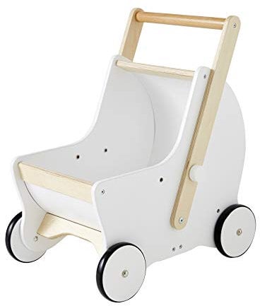 VERTBAUDET2-in-1 Puppen-Kinderwagen, Lauflernwagen aus Holz FSC®weiß/naturONE Size
