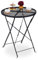 Relaxdays Balkontisch klappbar, HxD: 71,5 x 60,5 cm, wetterfester Gartentisch mit Schirmloch, rund, Stahl, schwarz
