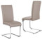 Yaheetech 2er Set Freischwinger Esszimmerstuhl, Polsterstuhl Schwingstuhl Set, aus Kunstleder, 135 kg belastbar, Hellbraun, für Esszimmer Wohnzimmer Küche