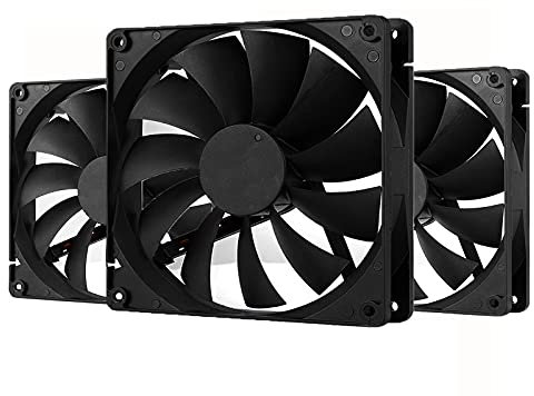 140mm Case Fan 3-Pack - 4Pin PWM High-Performance Cooling Fan 1700RPM, Quiet Square Design with 12V DC for Computer Case/CPU (Black)