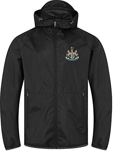 Newcastle United FC officiel - Coupe-vent/Imperméable - demi-fermeture Éclair - homme - capuche à visière noir - M