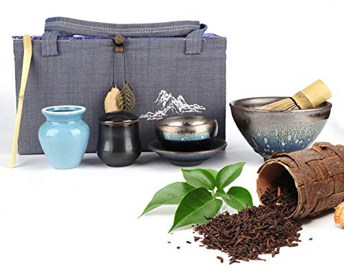FECAMOS Ensemble de Thé Matcha Japonais, Ensemble de Thé en Céramique de Style Japonais Kit de Support de Fouet à Thé Outil de Service Accessoires de Cérémonie du Thé Kit de(Goutte d'huile)