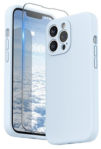 SURPHY Liquid Silicone Case for iPhone 13 Pro Case, Individual Protection for Each Lens Shockproof Rubber Full Body Thickened Design for iPhone 13 Pro 6.1 inch 2021, Cloud Blue