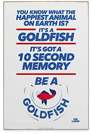 Open Road Brands Ted Lasso Be a Goldfish Wooden Wall Art - Funny Ted Lasso Sign for Men, Cave, Office or Bedroom