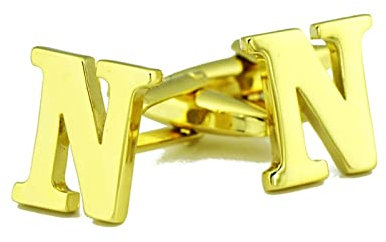 Wycian Manschettenknöpfe Herren Initialien, Manschettenknöpfe Buchstabe Buchstabe N Gold Kupfer für Männer Vater Freund Tuxedo Shirt