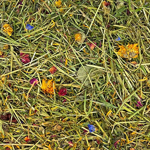 Bunny Bistro Summer Blossom Bedding 10 Litre | 100% Natural Edible Bedding for Rabbits, Guinea Pigs, and Small Pets, Natural Enrichment Forage for Small Animals, Leaves, Flowers, and Grass