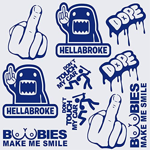 Pimastickerslab Set 10 lustige Aufkleber BOBBIES Dope Milf Medium Racing Sponsor Motorradhelm Auto Car Tuning Artikel 1738 (049 königsblau)