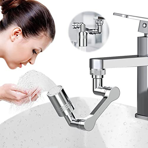 Vinabo Robinet d'Extension Multifonctionnel Rotatif, Aérateur de Robinet Pivotant,Accessoire de Filtre Robinet,1080°Mousseur Robinet avec Deux Méthodes de Sortie d'eau pour Cuisine Salle de Bain
