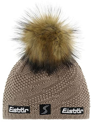 Eisbär Yva Lux Crystal Mütze für Damen mit Bommel, Farbe:Braun