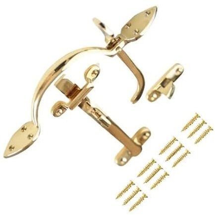 TERF® Traditional Vintage Style Polished Brass Suffolk Latch Gate Door Lock 200mm Thumb Latch Catch Lock Suffolk Latches for Gate Shed Cottage Doors Lock with Fixing Screw - Pack of 1