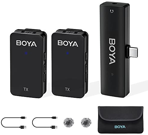 BOYA Wmic5 Micro Cravate sans Fil avec Suppression du Bruit Mono/StéRéO pour Youtube Vlog Interview Enregistrement VidéO en Direct (Wmic5-M6)