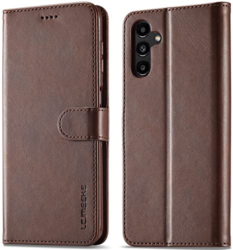 WAURZ Hülle für Samsung Galaxy A14 5G / A14 4G Handyhülle, Braun | Stoßfest Klapphülle Klappbar Leder mit Kartenfach, Komplettschutz Schutzhülle Tasche Flip Case Handytasche Fallschutz Cover