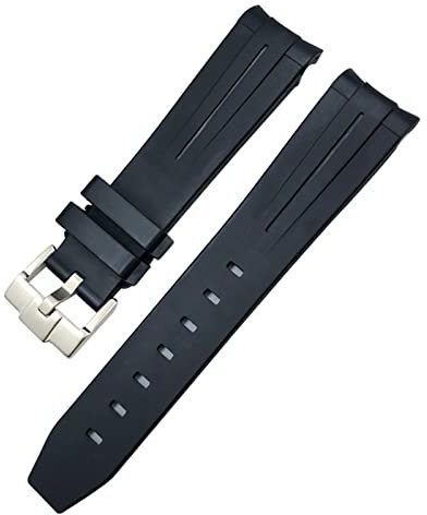 TPUOTI 18mm 19mm 20mm 21mm 22mm Gummi Armband Für Omega Sxwatch Seamaster Speedmaster Planet Ocean Tissot Curved End Gummi Armband, 21 mm, Achat