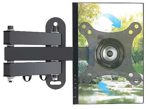 Soporte TV Pared para Televisiones de LED LCD OLED de 14-32 Pulgadas, Soporte Monitor Pared Puede Inclinarse, Girarse, Extenderse y Rotarse, VESA 100x100mm/75x75mm con Tornillos de Seguridad