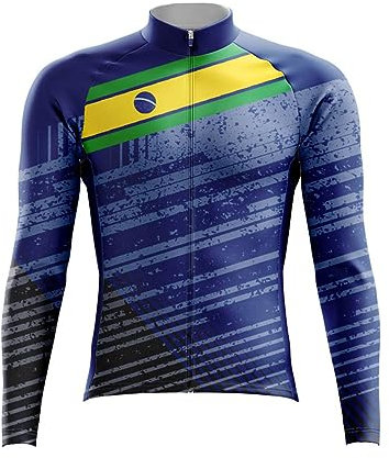 DELIGUO Adsport-Trikots Für Herren - Brasilien Pro Team Frühling Herbst Langarm Top Rennrad Kleidung Radfahren Shirt Fahrrad Jacke Fahrrad Jersey Tragen Pullover Rennrad, Wie Gezeigt, XXL