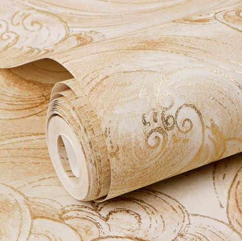 Papier Peint Papier Peint Intissé Beige Imprimé Nuages Et Vagues De Bon Augure Style Chinois Pour Salon Chambre À Coucher Mur De Fond De Télévision